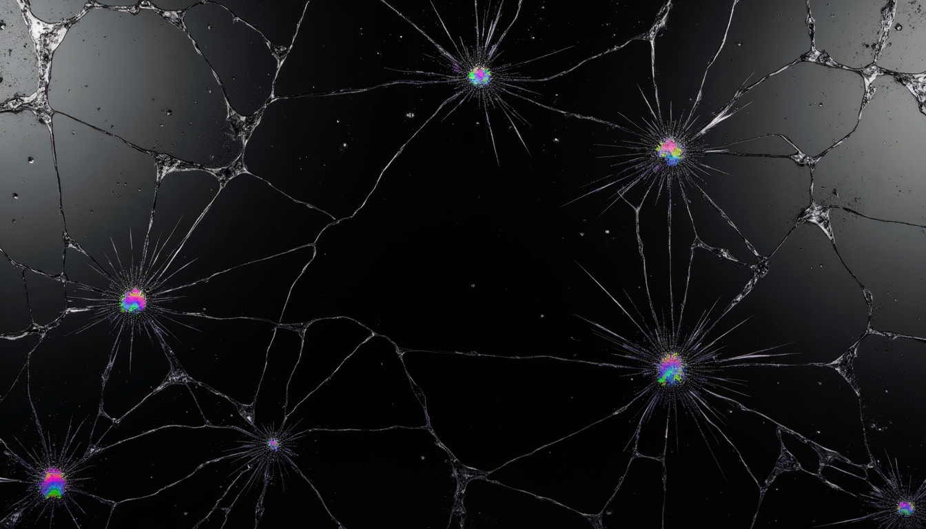 Crushed LCD — Crushed liquid-crystal blotches.